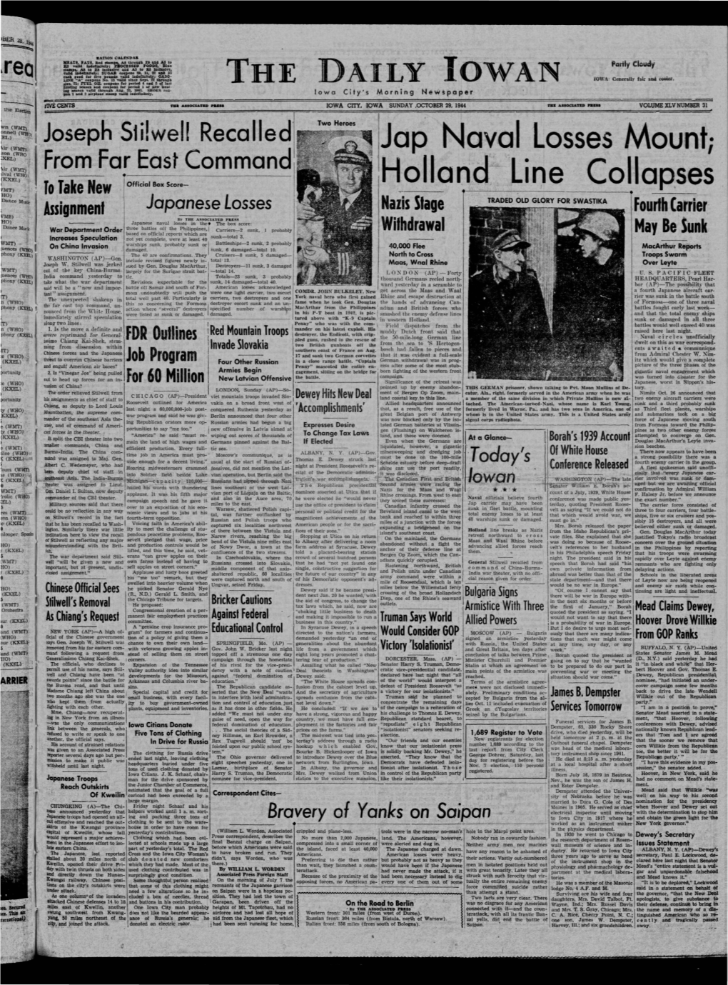 Daily Iowan (Iowa City, Iowa), 1944-10-29