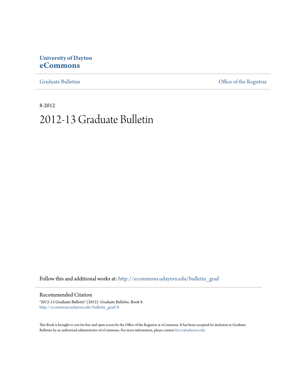 2012-13 Graduate Bulletin