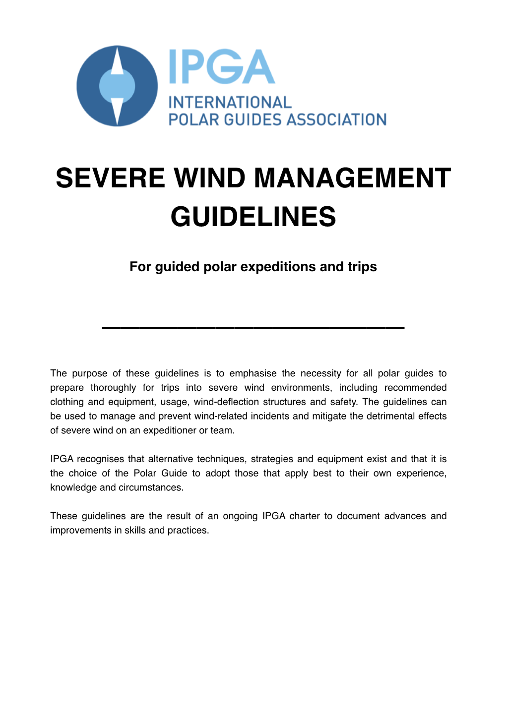 IPGA Severe Wind Management Guidelines VER220421 2 INTRODUCTION