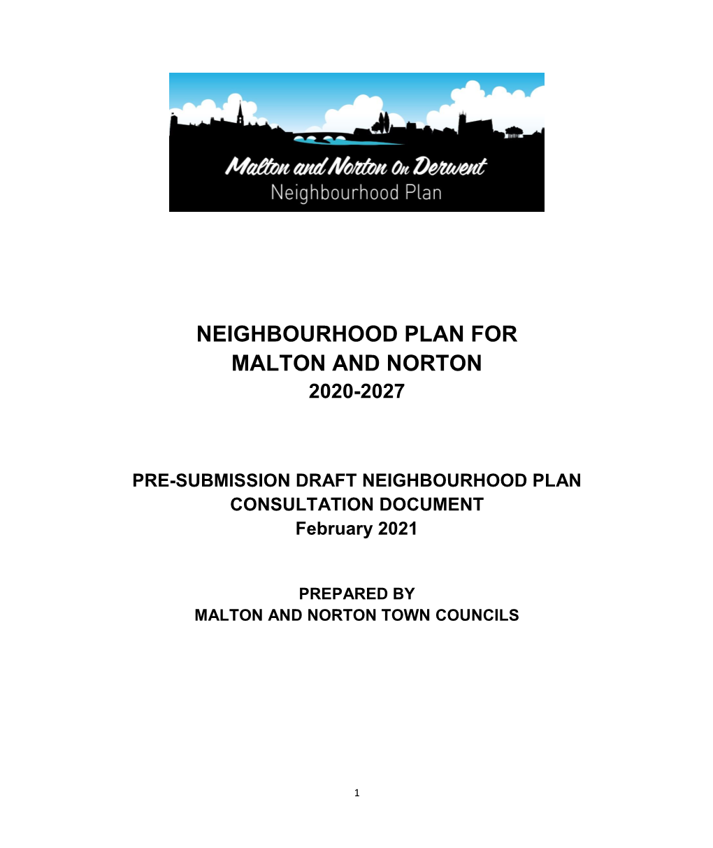 Neighbourhood Plan for Malton and Norton 2020-2027