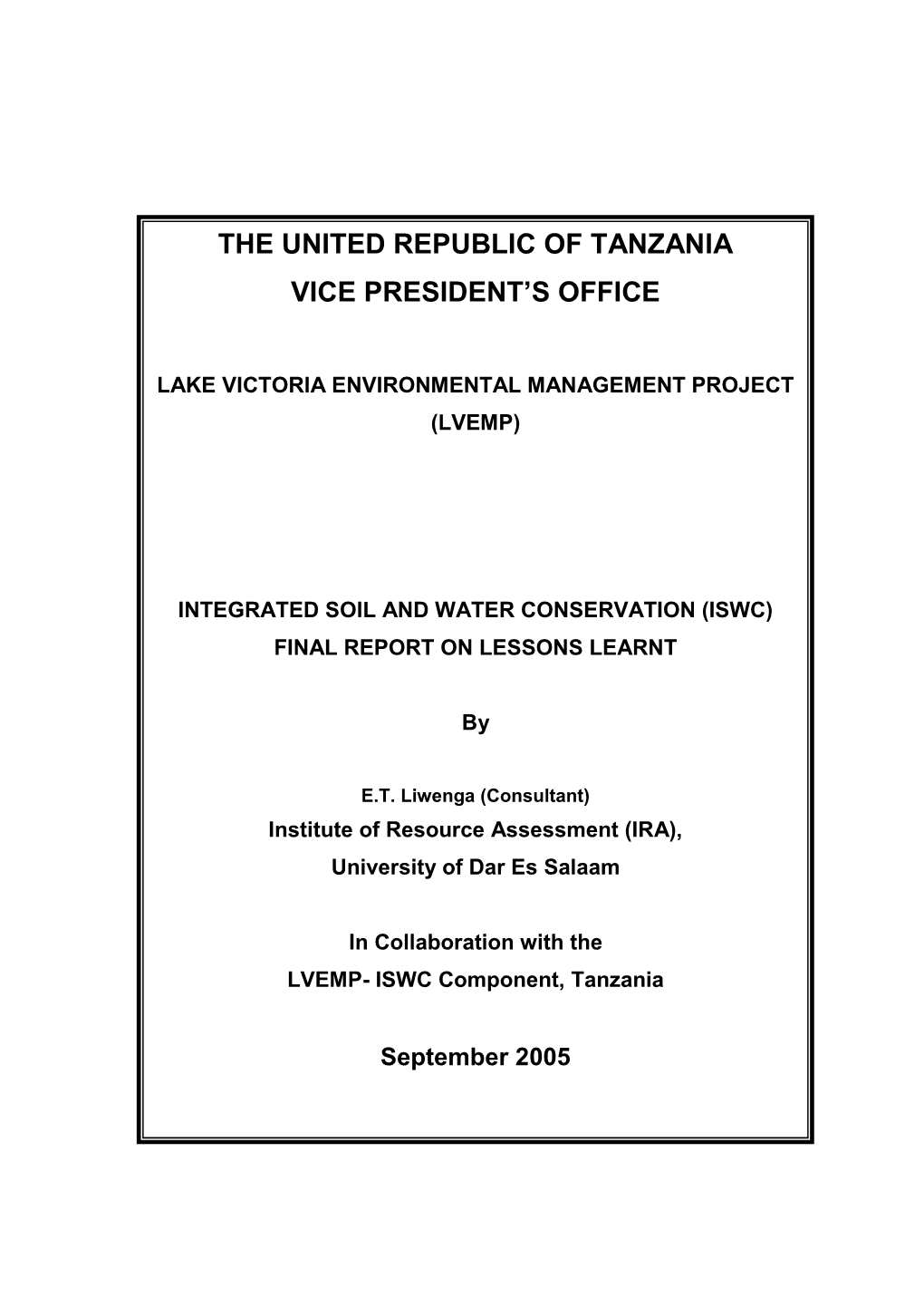 The United Republic of Tanzania Vice President's