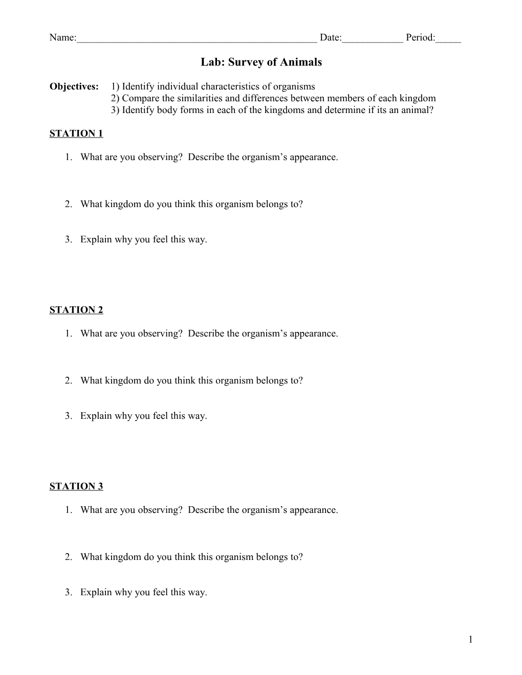 Lab: Survey of Invertebrates