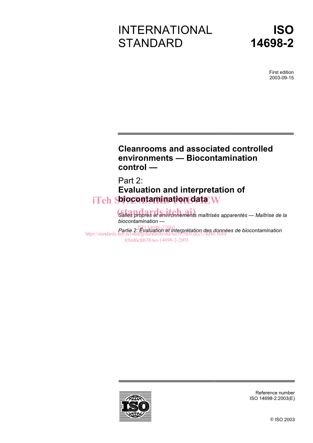 ISO 14698-2:2003 A2:Tal Oévaluationg/Standards/ Setist /Interprétation6d3979c6-Dcc5 -Des4d4 6Données-8B0f- De Biocontamination