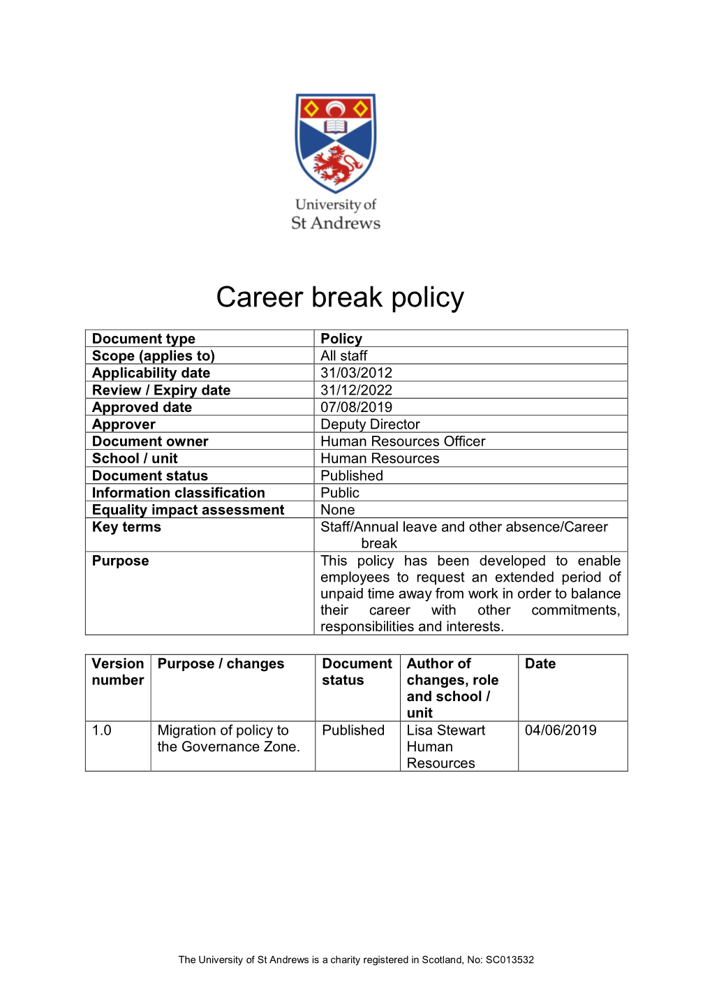 Career Break Policy
