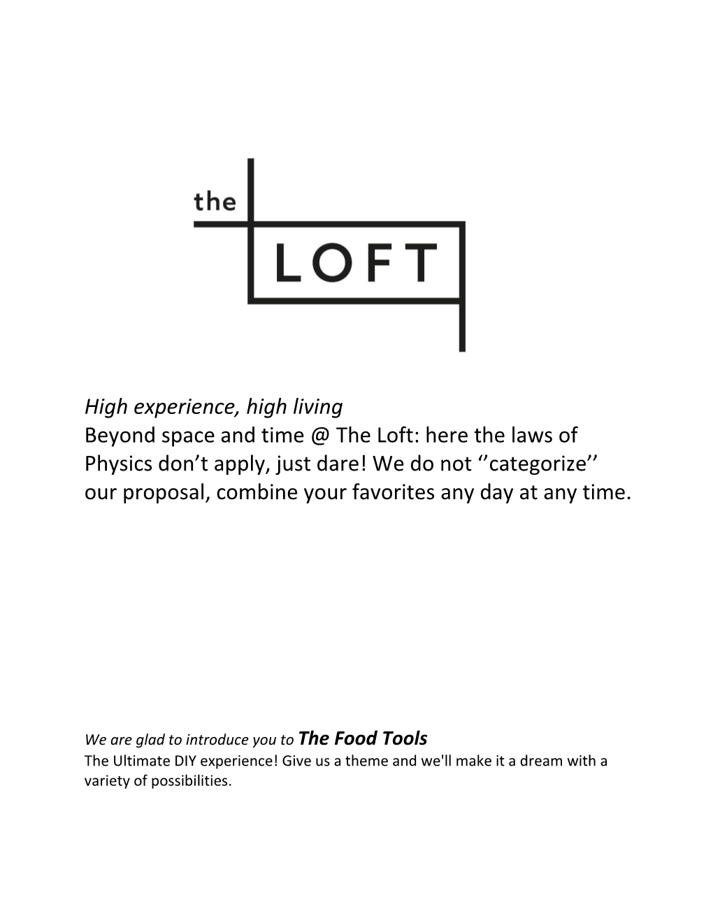 The Loft Menu