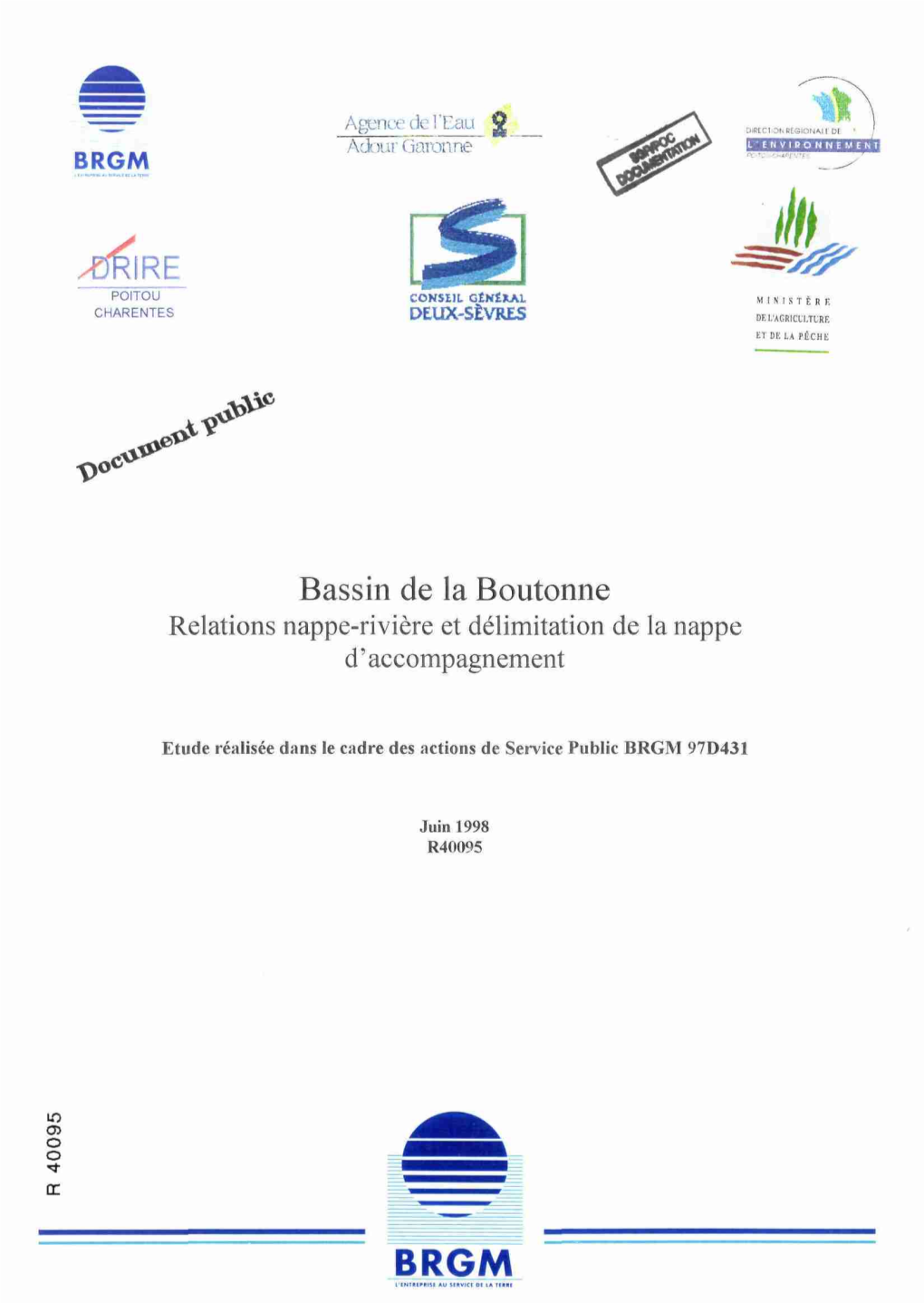 Bassin De La Boutonne Relations Nappe-Rivière Et Délimitation De La Nappe D'accompagnement