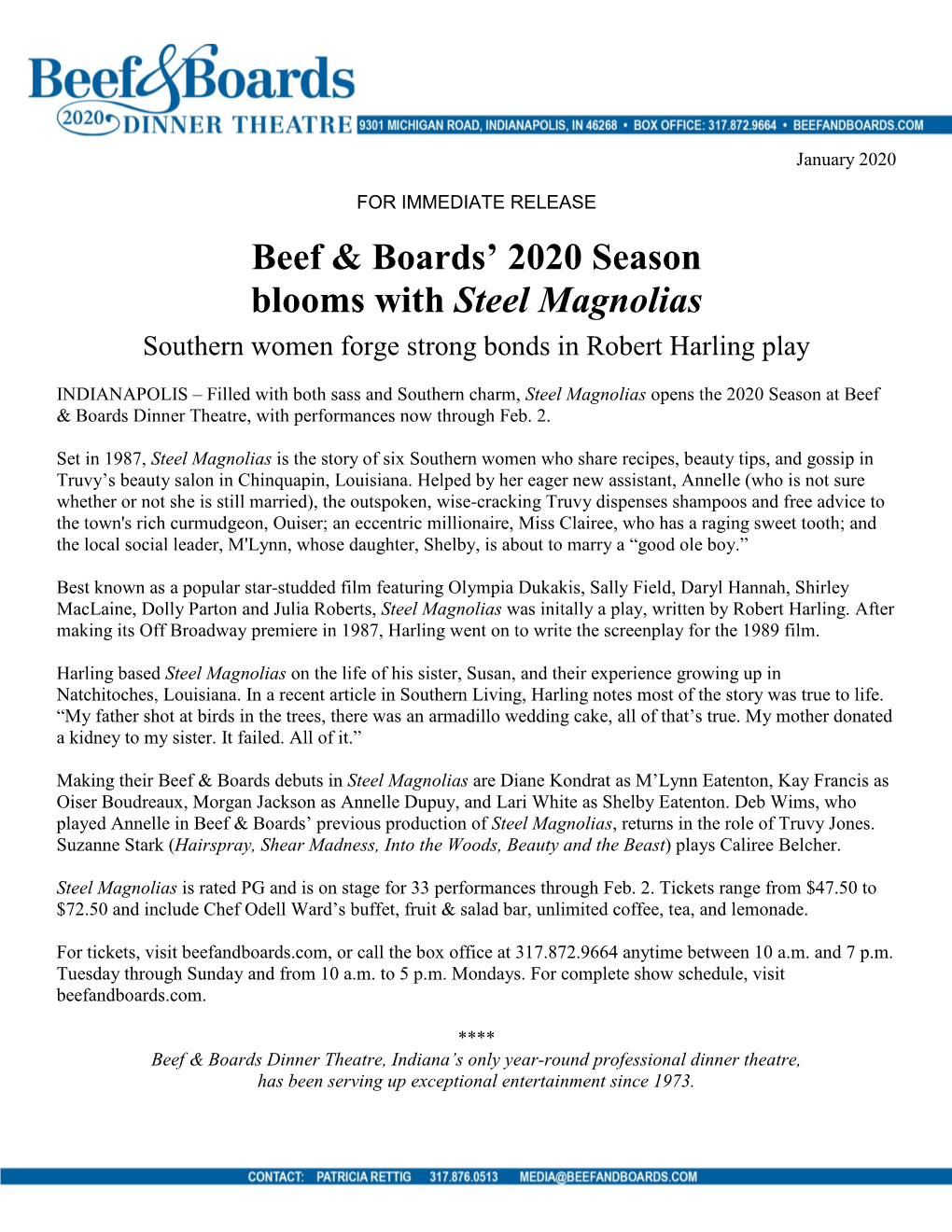 Beef & Boards' 2020 Season Blooms with Steel Magnolias