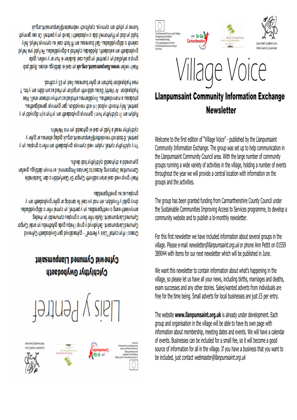Village Voice Llanpumsaint Community Information Exchange Newsletter