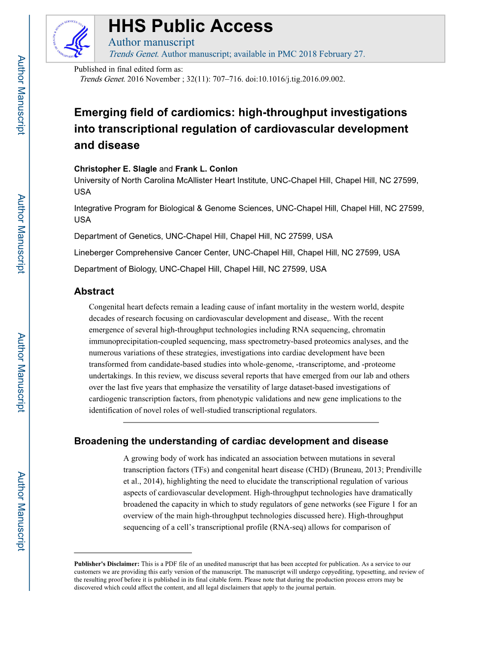 High-Throughput Investigations Into Transcriptional Regulation of Cardiovascular Development and Disease