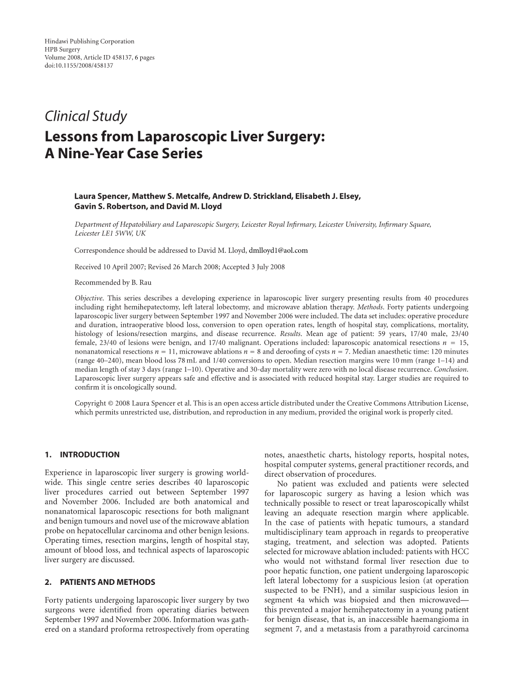 Lessons from Laparoscopic Liver Surgery: a Nine-Year Case Series