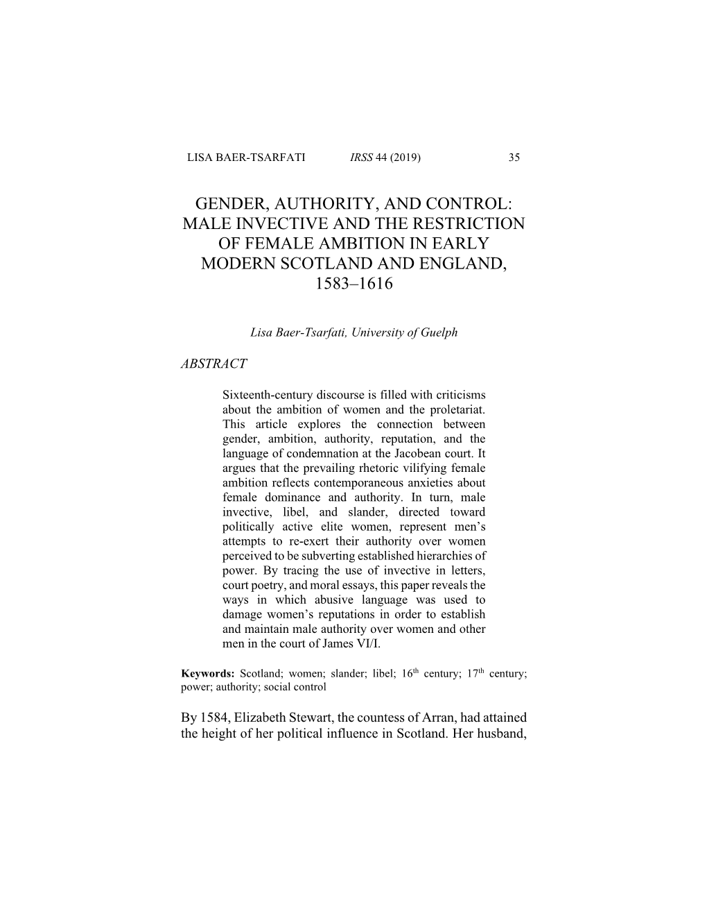 Male Invective and the Restriction of Female Ambition in Early Modern Scotland and England, 1583–1616