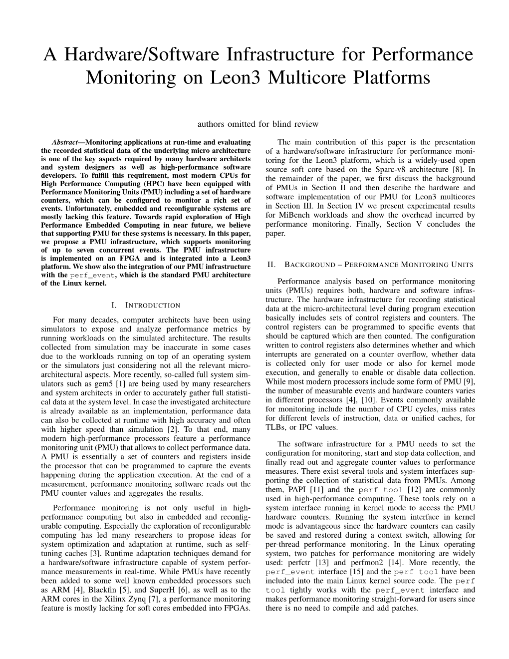 A Hardware/Software Infrastructure for Performance Monitoring on Leon3 Multicore Platforms