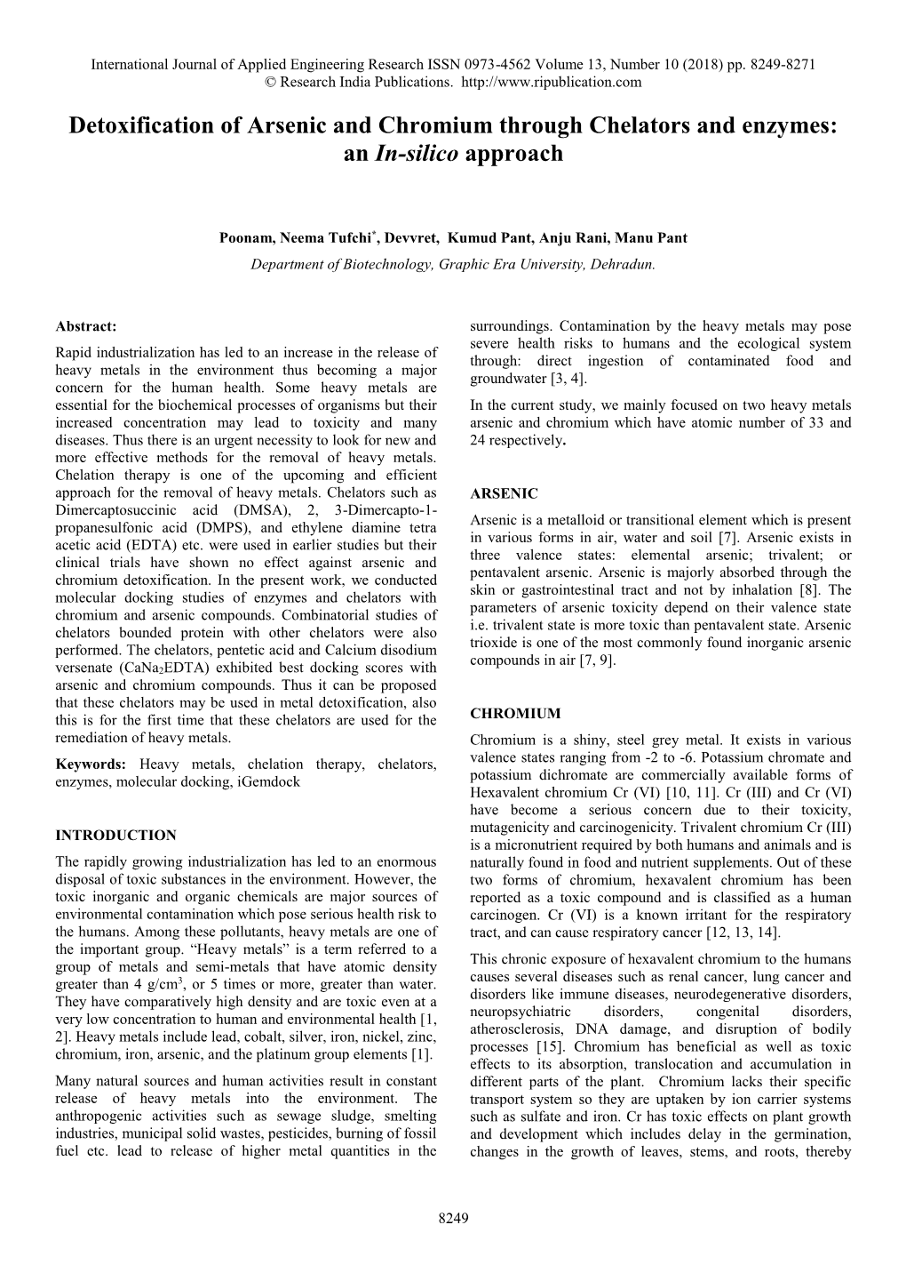 Detoxification of Arsenic and Chromium Through Chelators and Enzymes: an In-Silico Approach