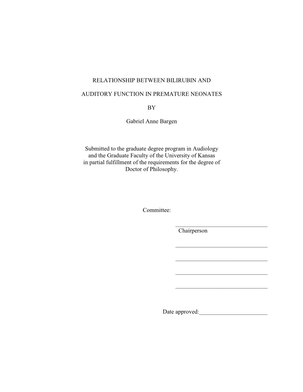 Relationship Between Bilirubin and Auditory