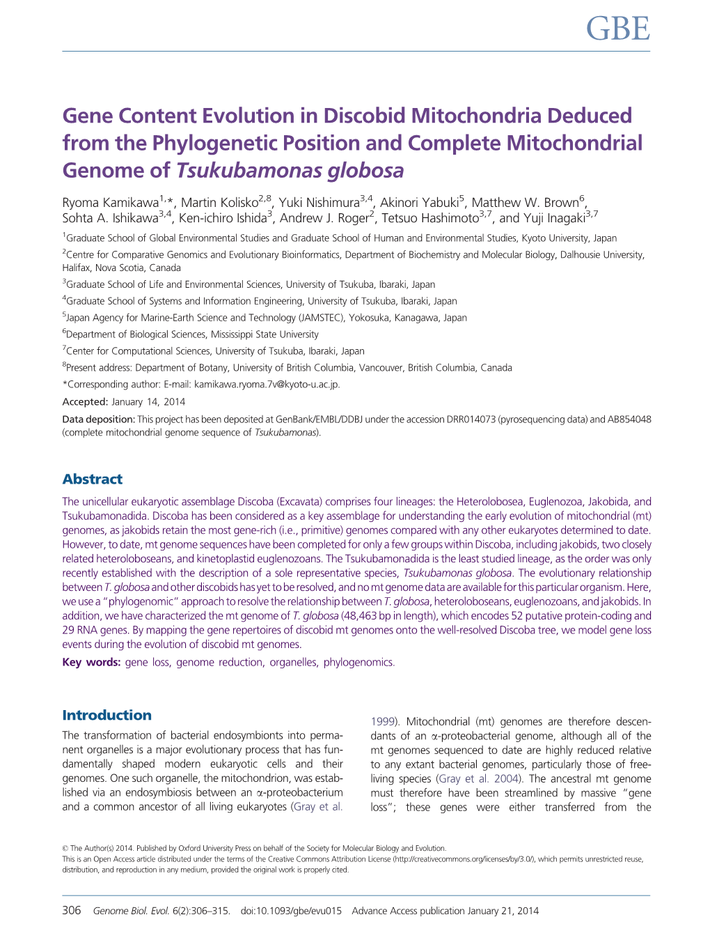 Pdf, Last Accessed Evolutionary History of Mt Genomes