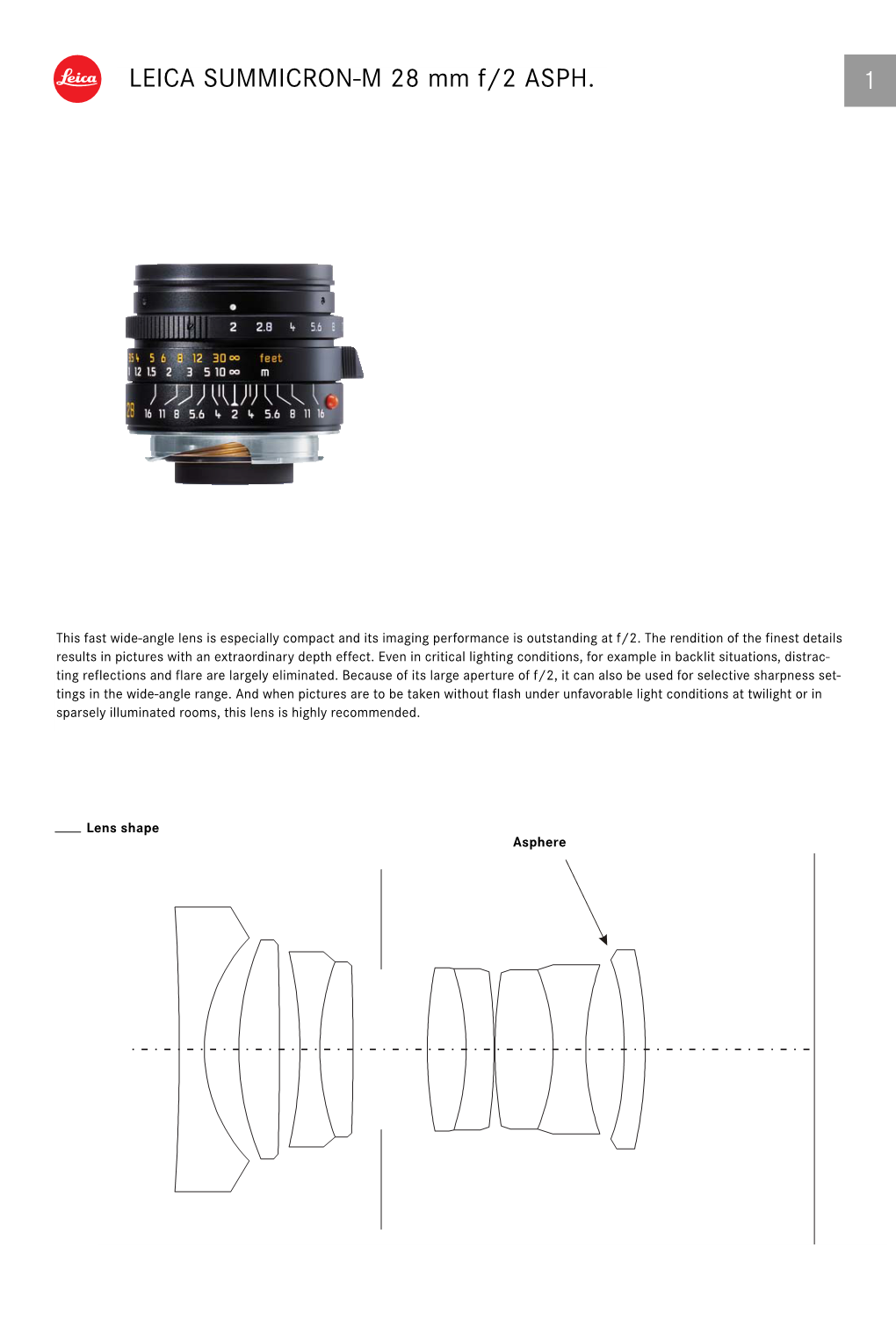 LEICA SUMMICRON-M 28 Mm F/2 ASPH. 1