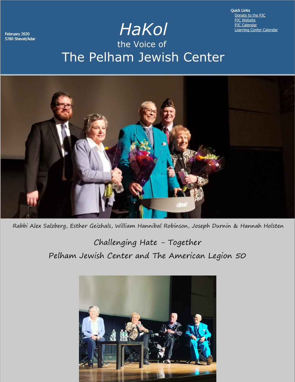 February 2020 Hakol 5780 Shevat/Adar the Voice of the Pelham Jewish Center