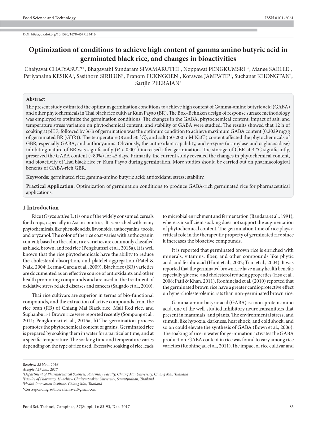 Optimization of Conditions to Achieve High Content of Gamma Amino