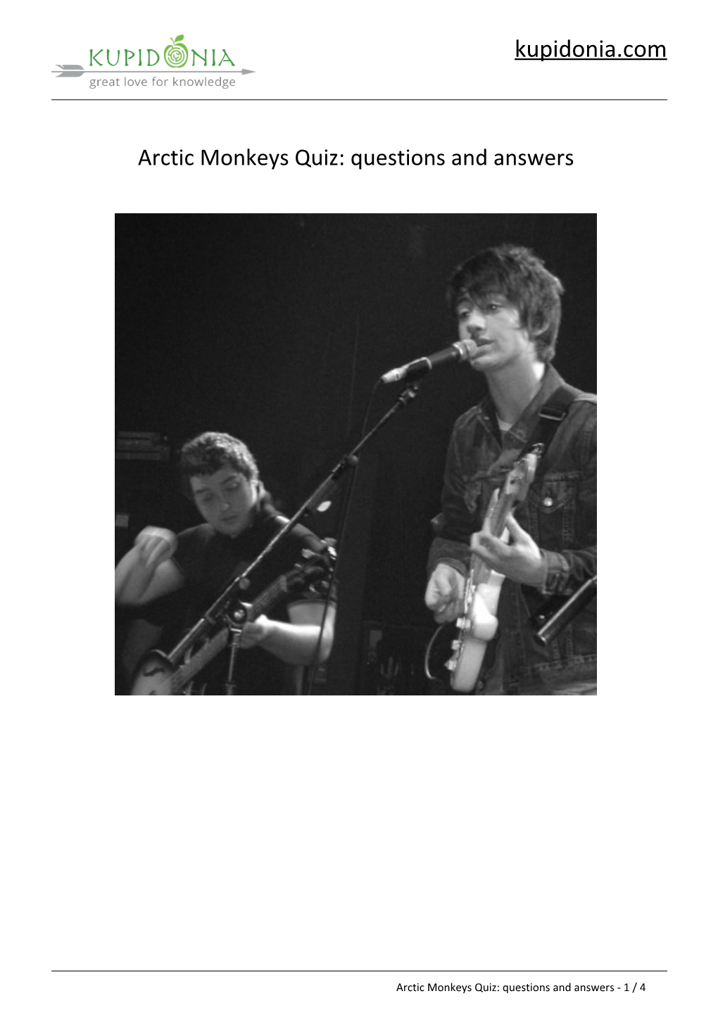 Arctic Monkeys Quiz: Questions and Answers