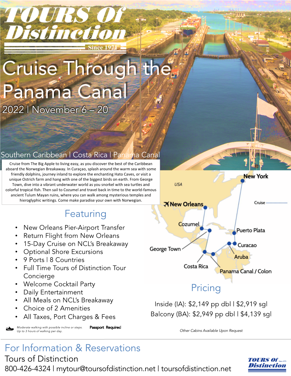 Cruise Through the Panama Canal 2022 | November 6 – 20