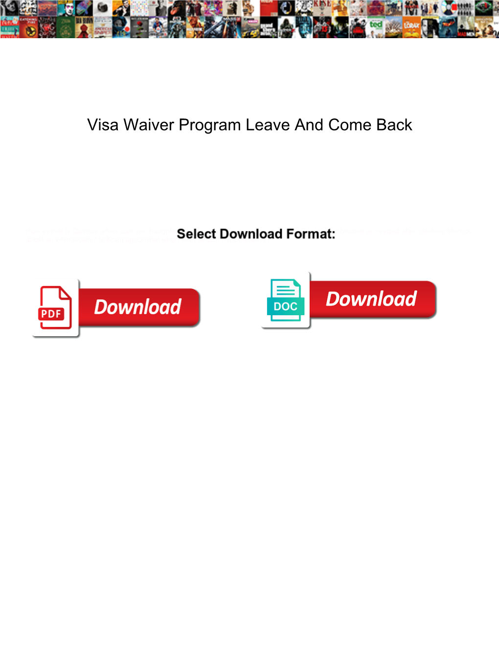 Visa Waiver Program Leave and Come Back