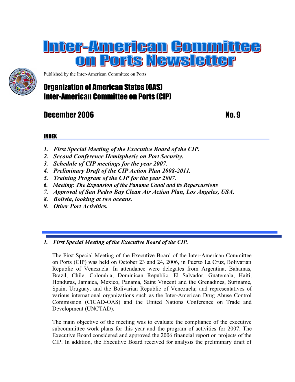 Published by the Inter-American Committee on Ports