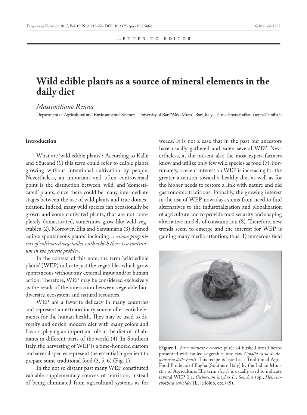 Wild Edible Plants As a Source of Mineral Elements in the Daily Diet