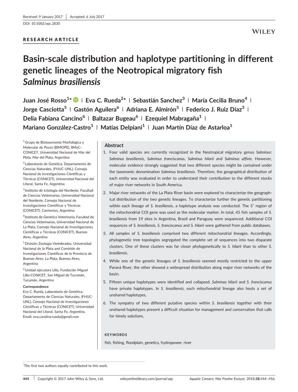 Basin-Scale Distribution and Haplotype Partitioning in Different Genetic