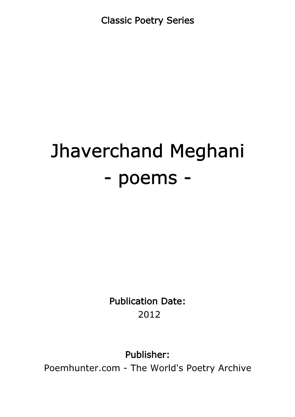 Jhaverchand Meghani - Poems