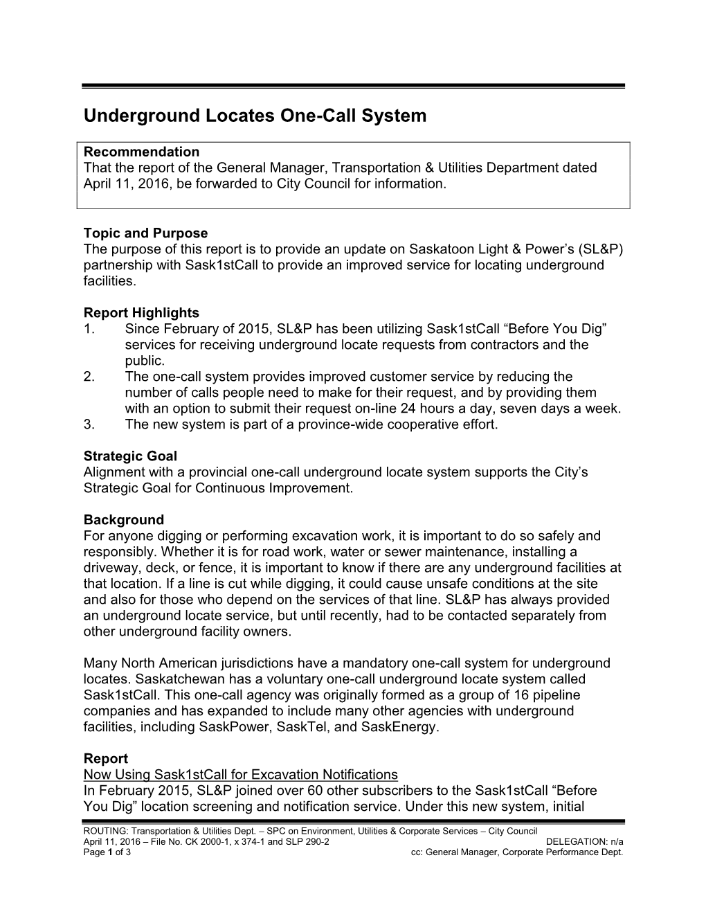 Underground Locates One-Call System