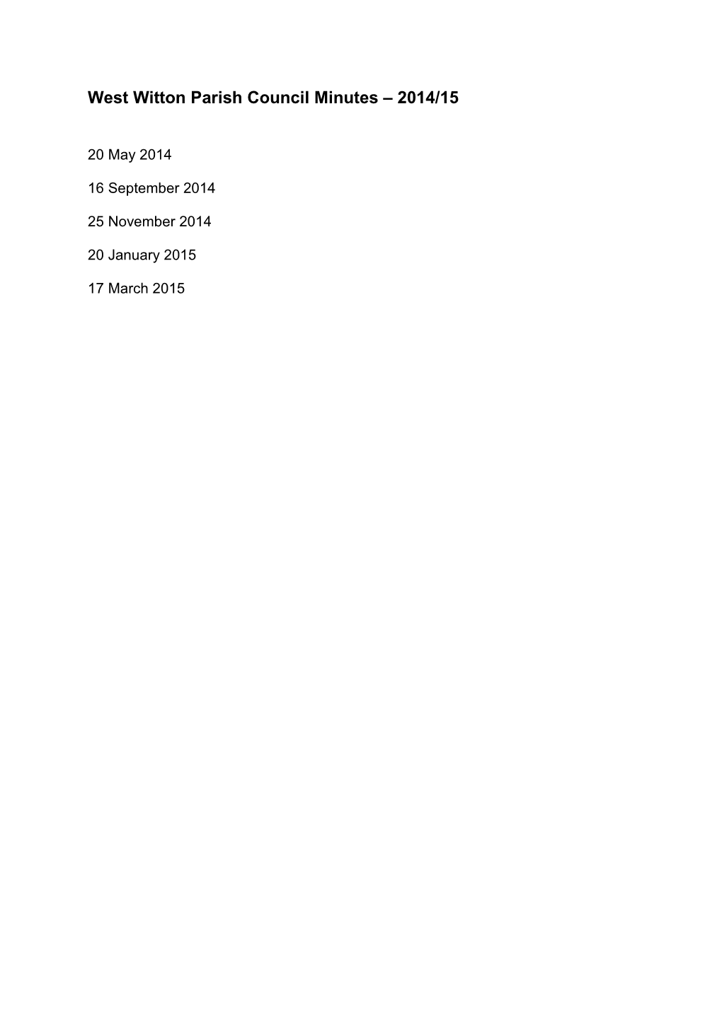 West Witton Parish Council Minutes – 2014/15