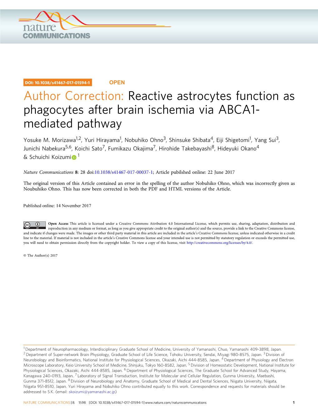 Reactive Astrocytes Function As Phagocytes After Brain Ischemia Via ABCA1- Mediated Pathway