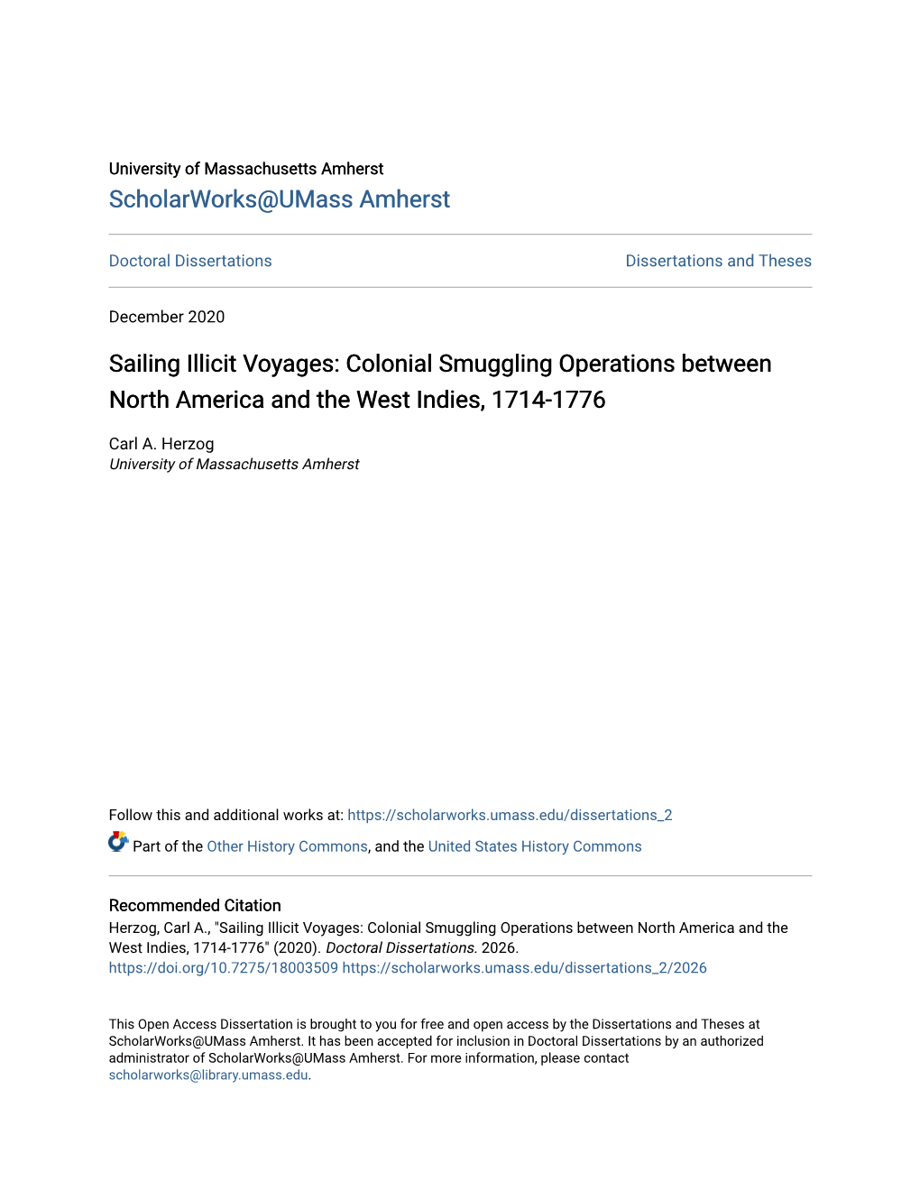 Sailing Illicit Voyages: Colonial Smuggling Operations Between North America and the West Indies, 1714-1776