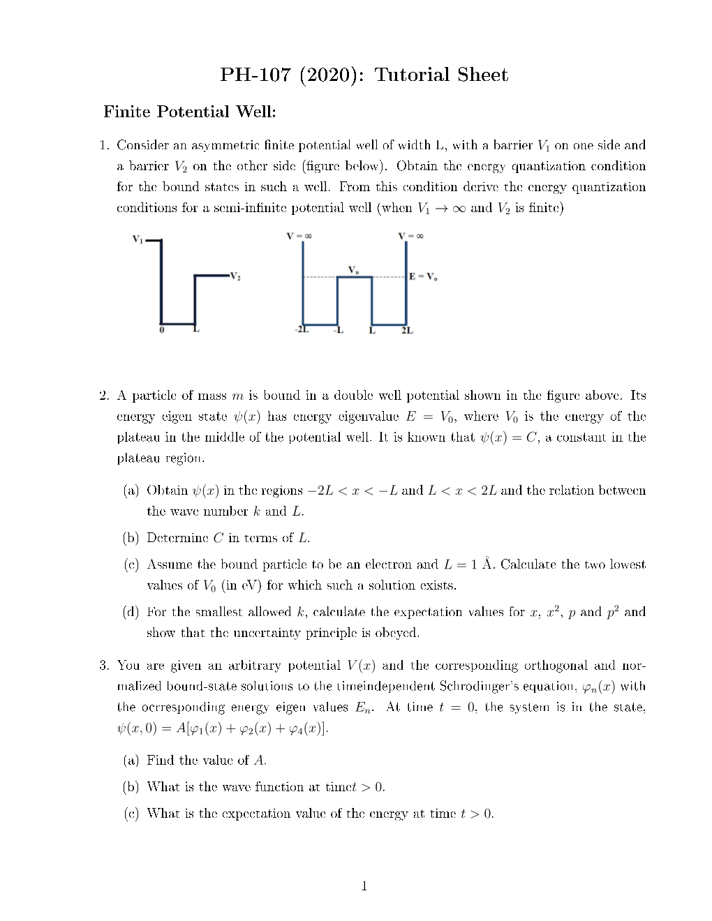 PH-107 (2020): Tutorial Sheet