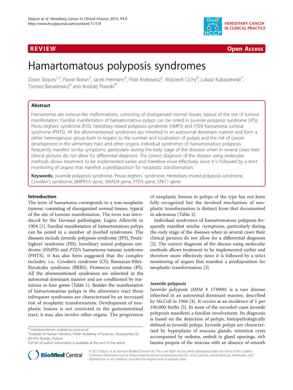 Hamartomatous Polyposis Syndromes