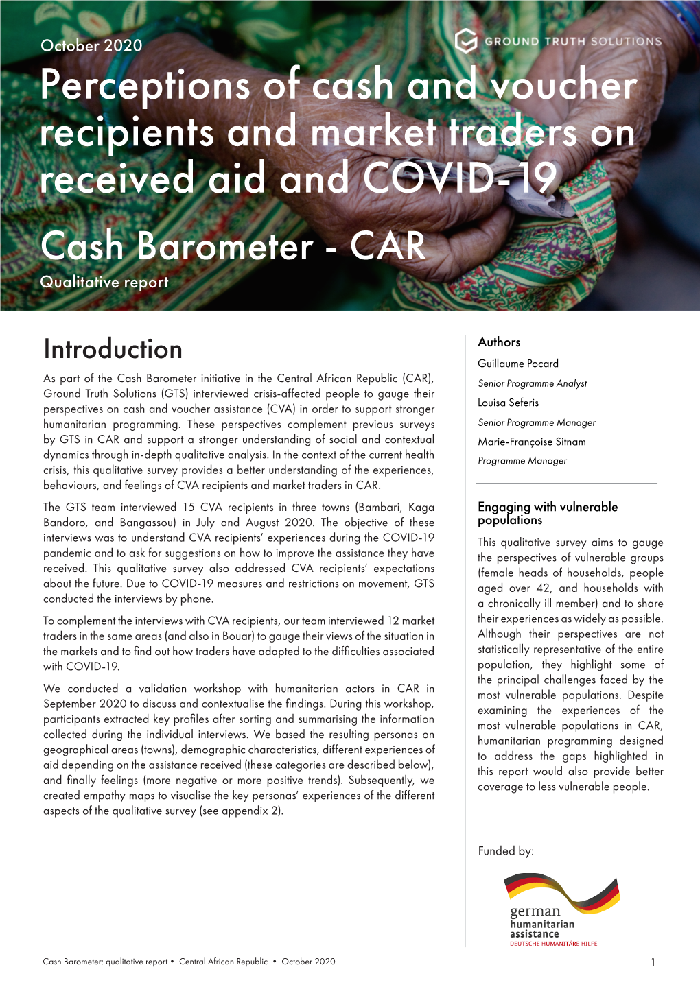 Perceptions of Cash and Voucher Recipients and Market Traders on Received Aid and COVID-19 Cash Barometer - CAR Qualitative Report