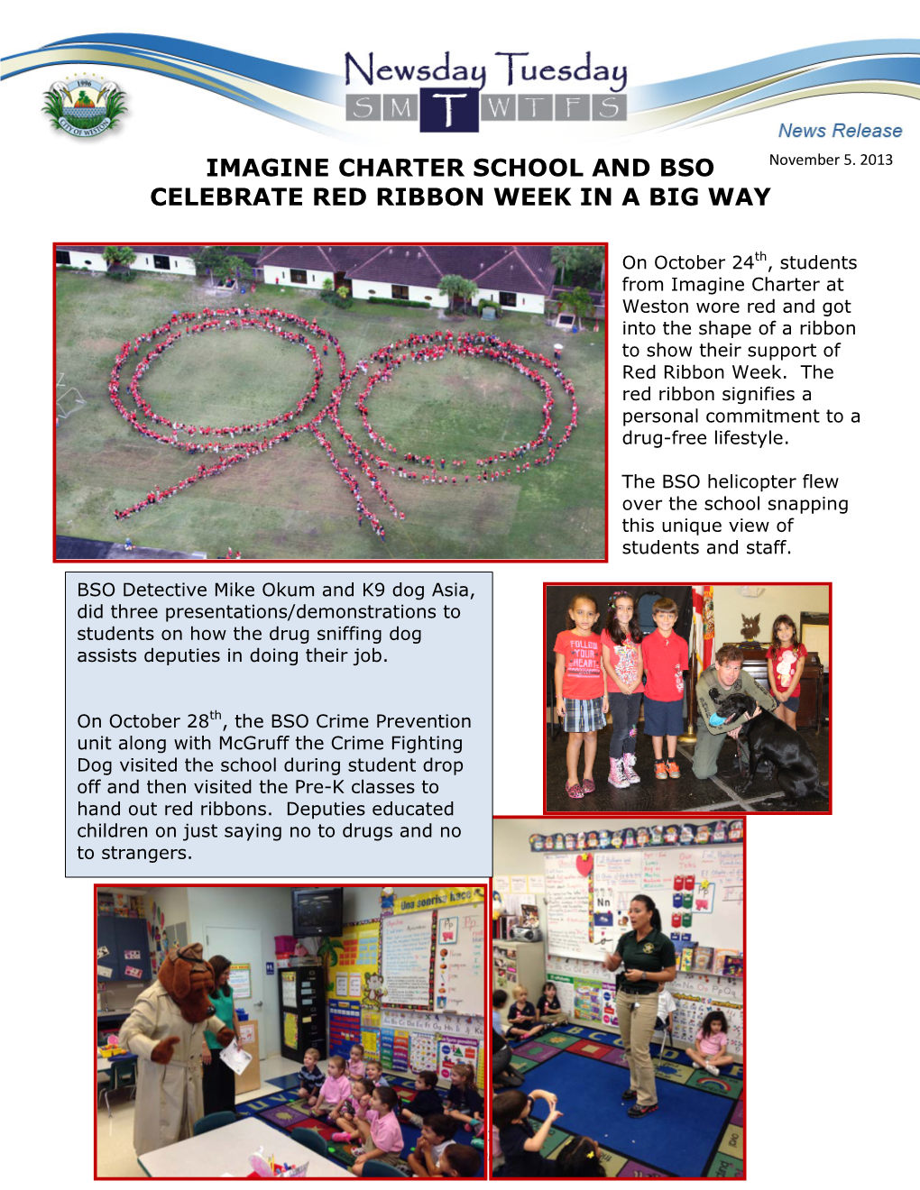 Imagine Charter School and Bso Celebrate Red Ribbon Week in a Big