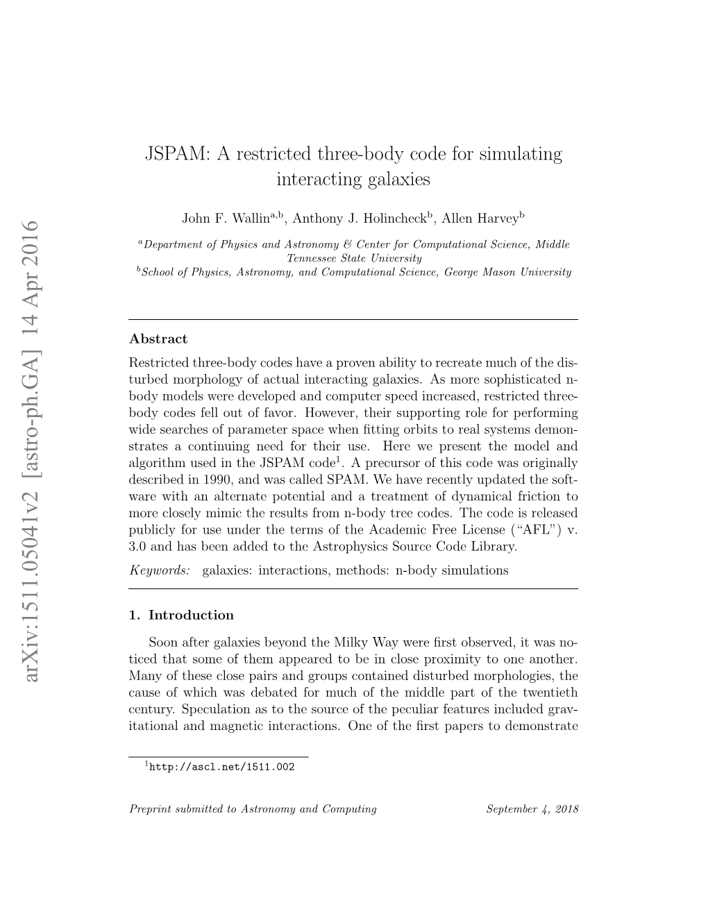 JSPAM: a Restricted Three-Body Code for Simulating Interacting Galaxies