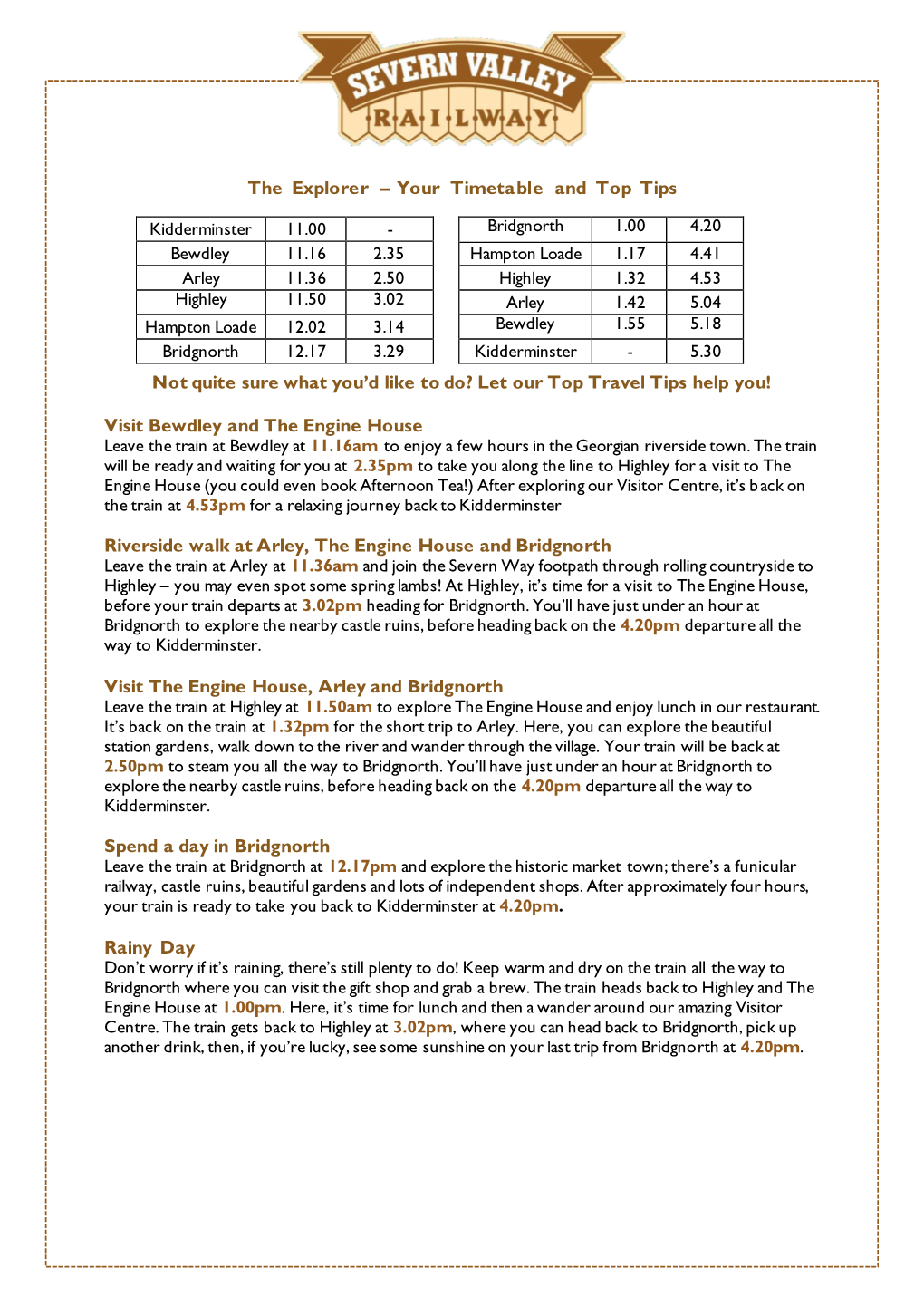 The Explorer – Your Timetable and Top Tips Not Quite Sure What You'd