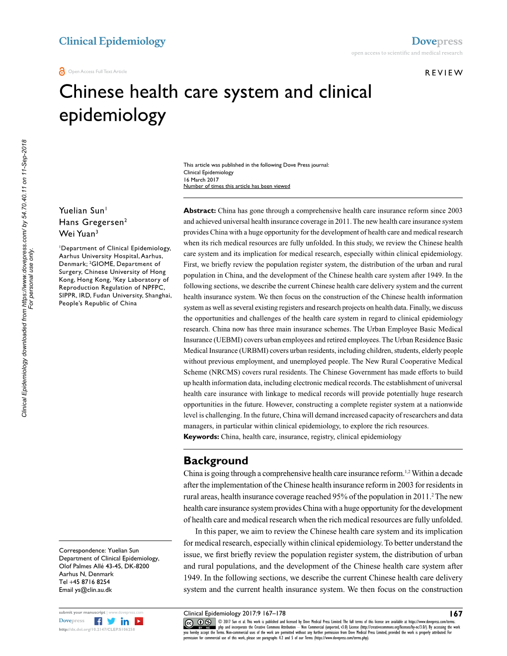 Chinese Health Care System and Clinical Epidemiology