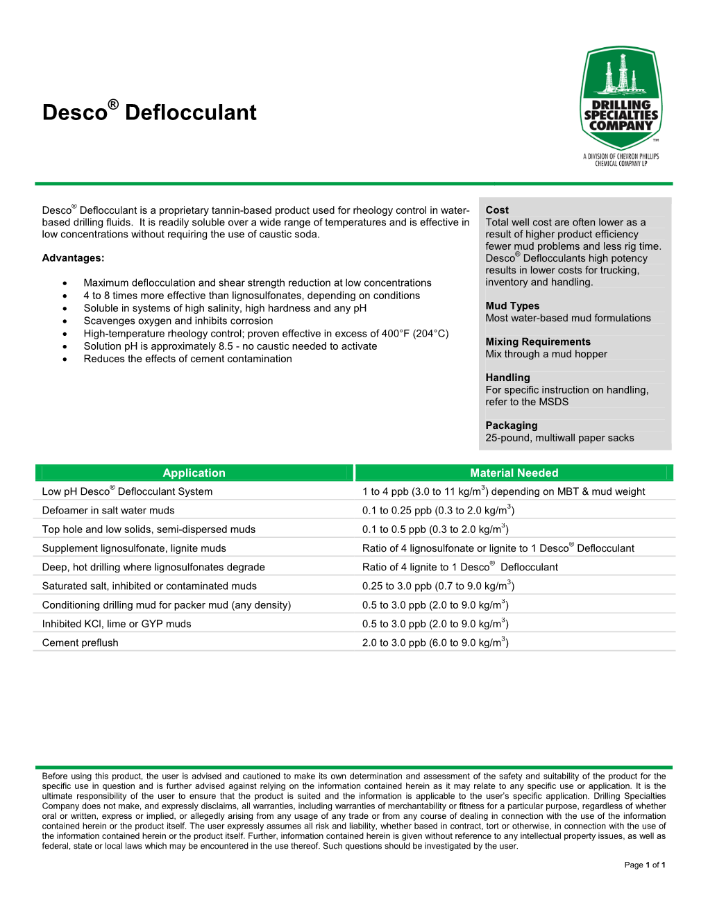 Desco Deflocculant