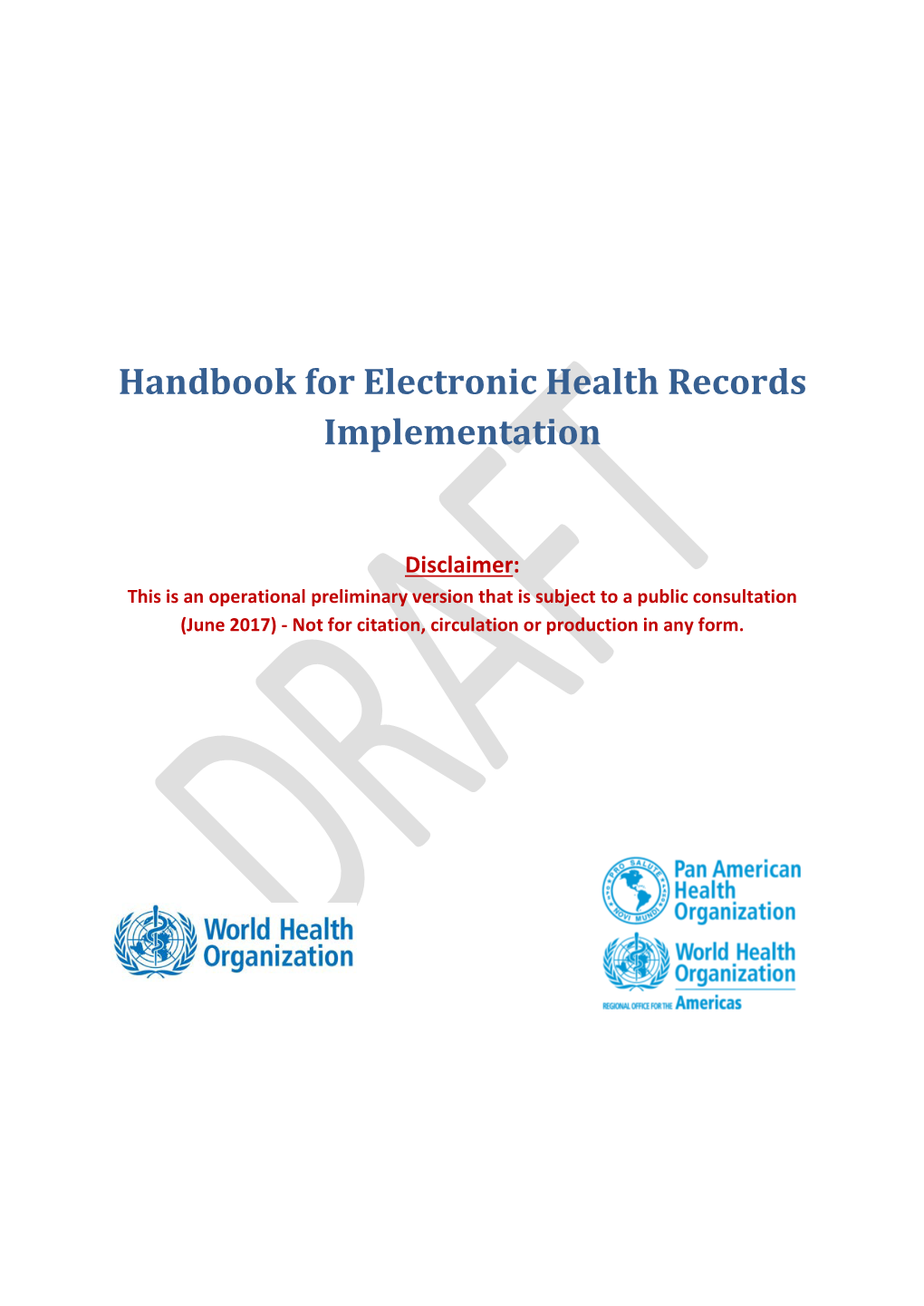 Handbook for Electronic Health Records Implementation