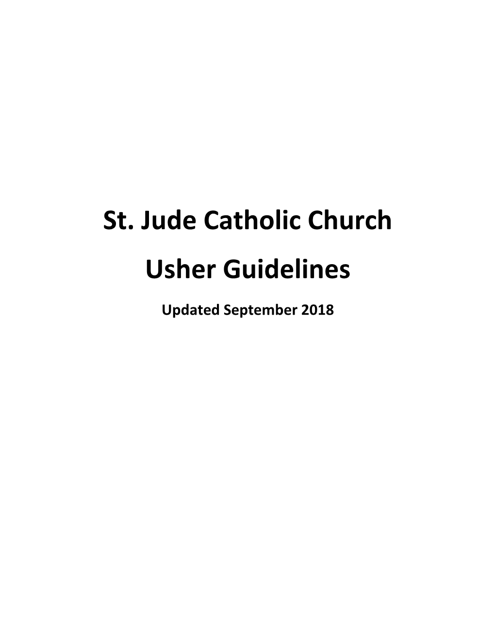 St. Jude Catholic Church Usher Guidelines