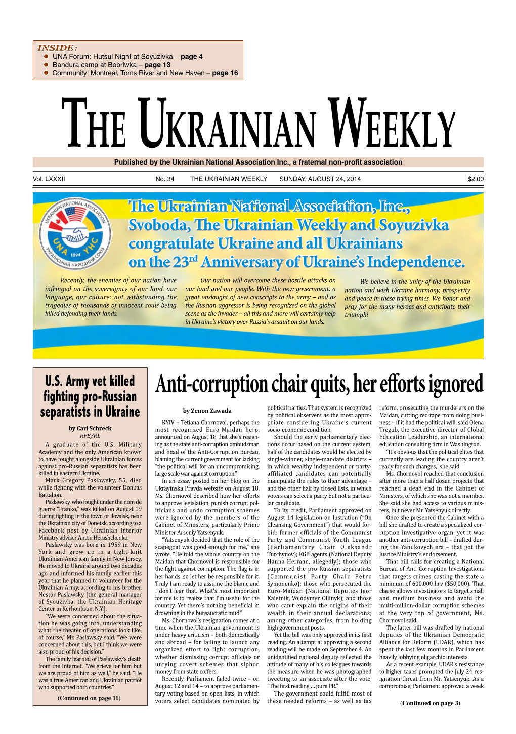 The Ukrainian Weekly 2014, No.34
