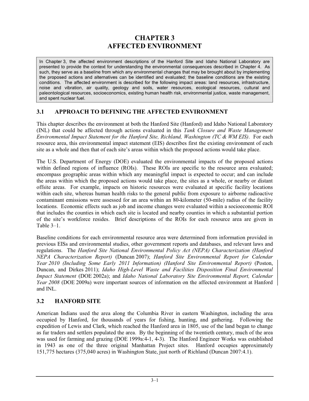 Tank Closure and Waste Management Environmental Impact Statement for the Hanford Site, Richland, Washington (TC & WM EIS)