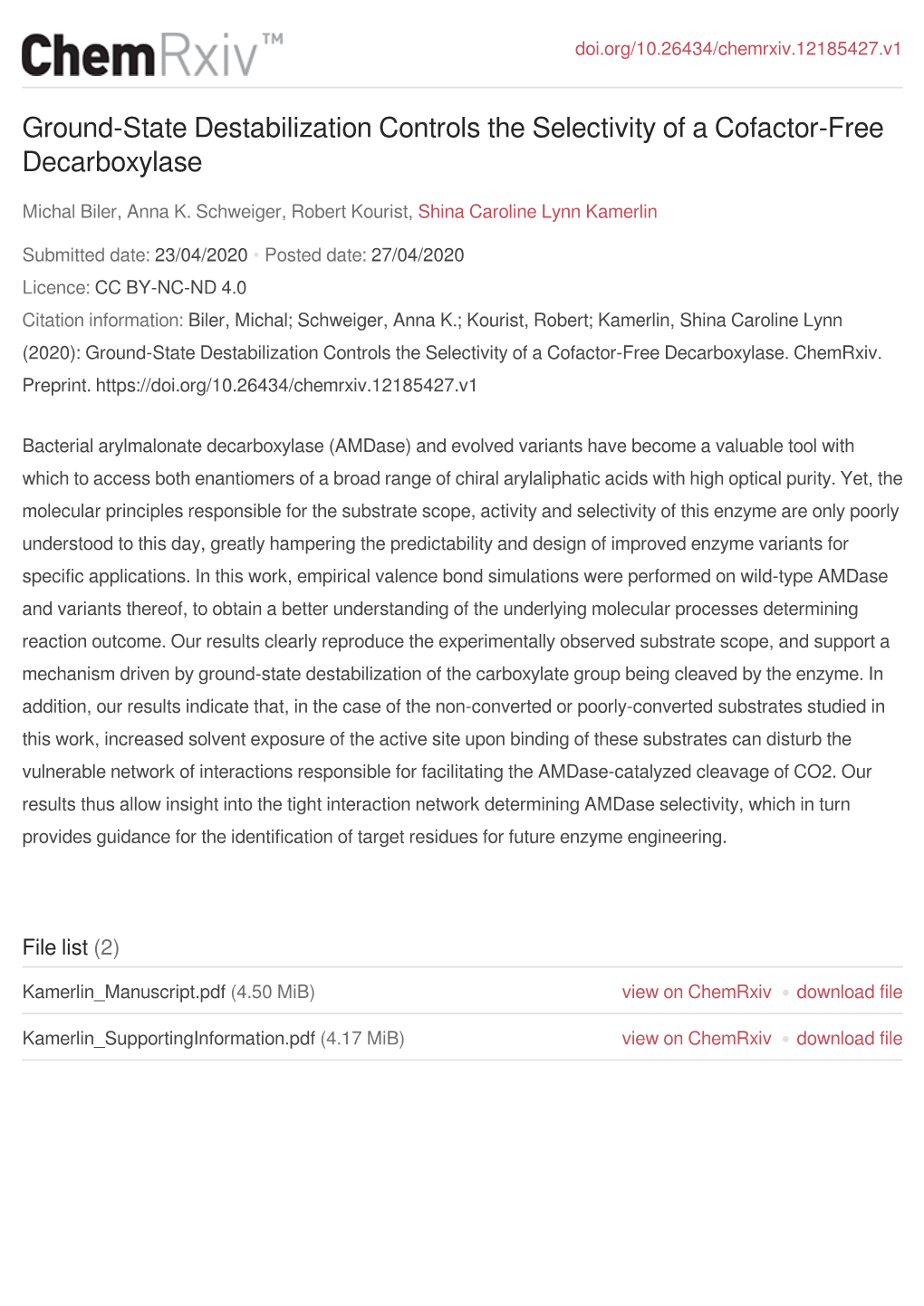 Ground-State Destabilization Controls the Selectivity of a Cofactor-Free Decarboxylase