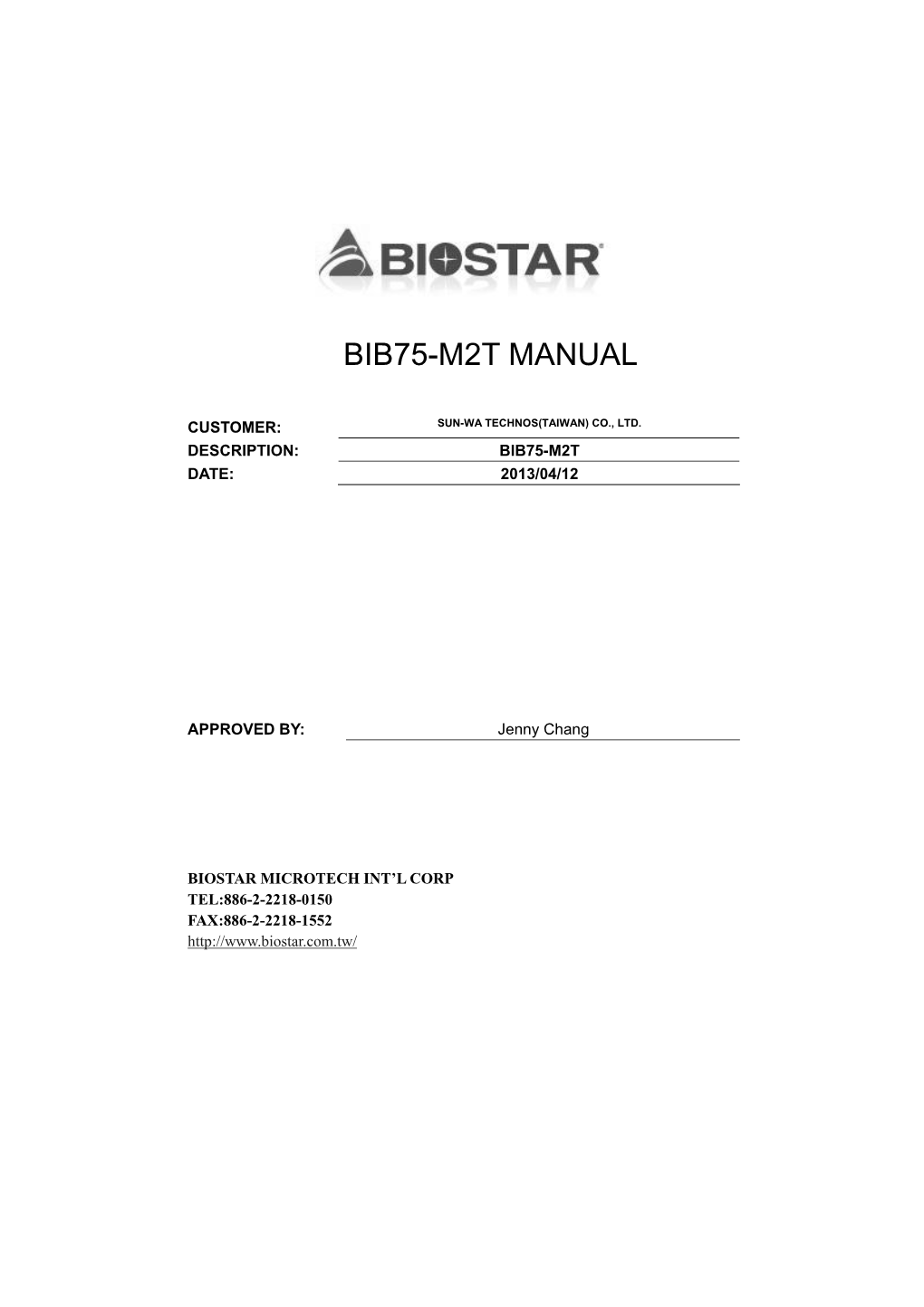 Bib75-M2t Manual