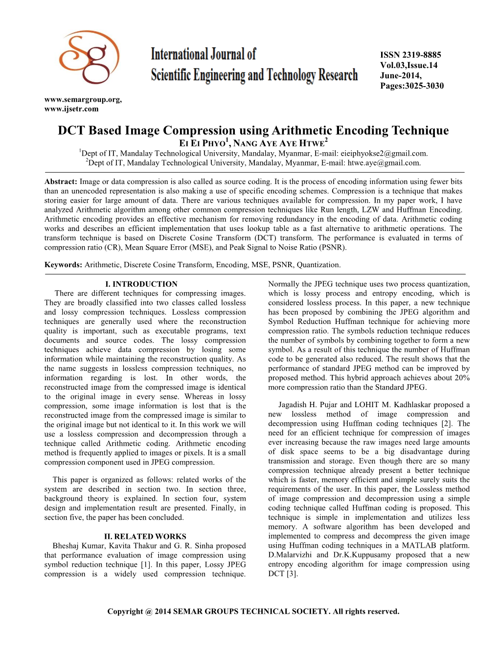 DCT Based Image Compression Using Arithmetic Encoding Technique