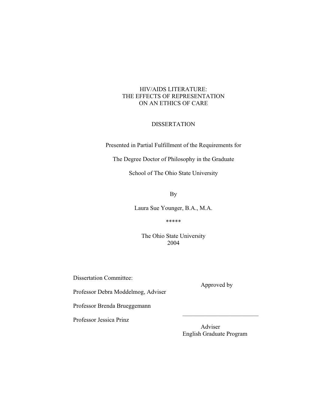 Hiv/Aids Literature: the Effects of Representation on an Ethics of Care