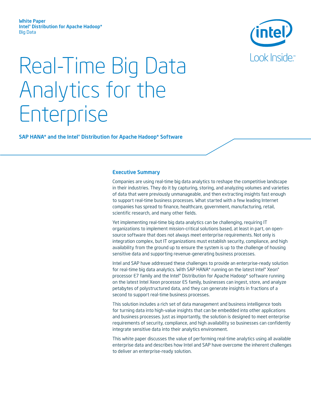 Real-Time Big Data Analytics for the Enterprise